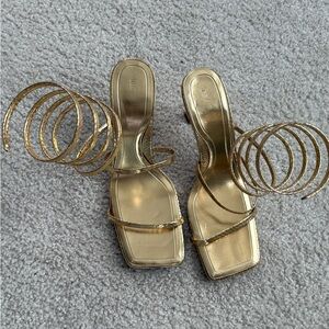 Zara Elegant Gold Strappy Heels